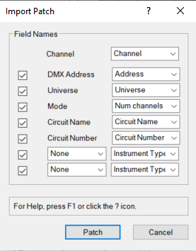 IMPORT PATCH FROM CSV